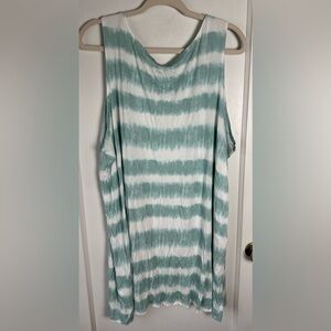 Striped Sleeveless Top - Green and White